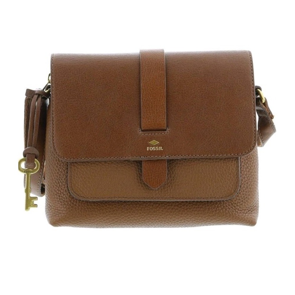 Fossil Kinley Small Leather Crossbody Bag Brown NEW